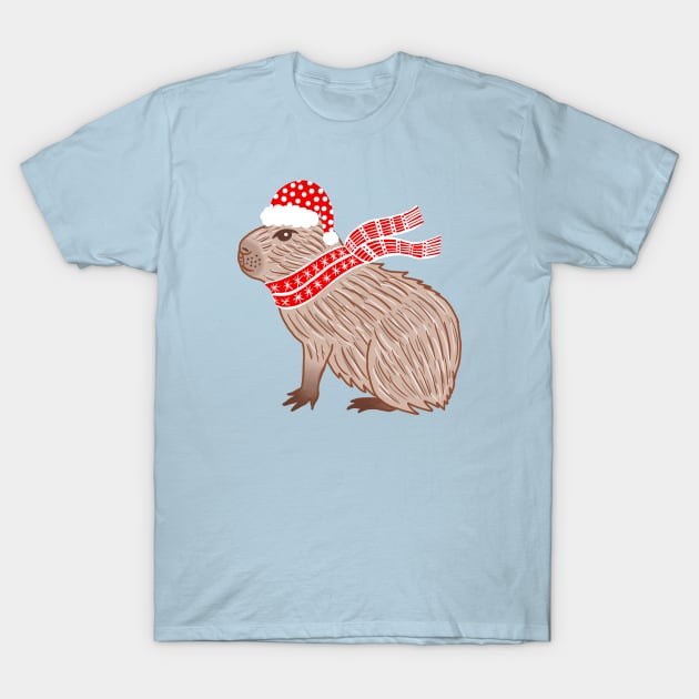 Christmas Capybara T-Shirt by julieerindesigns